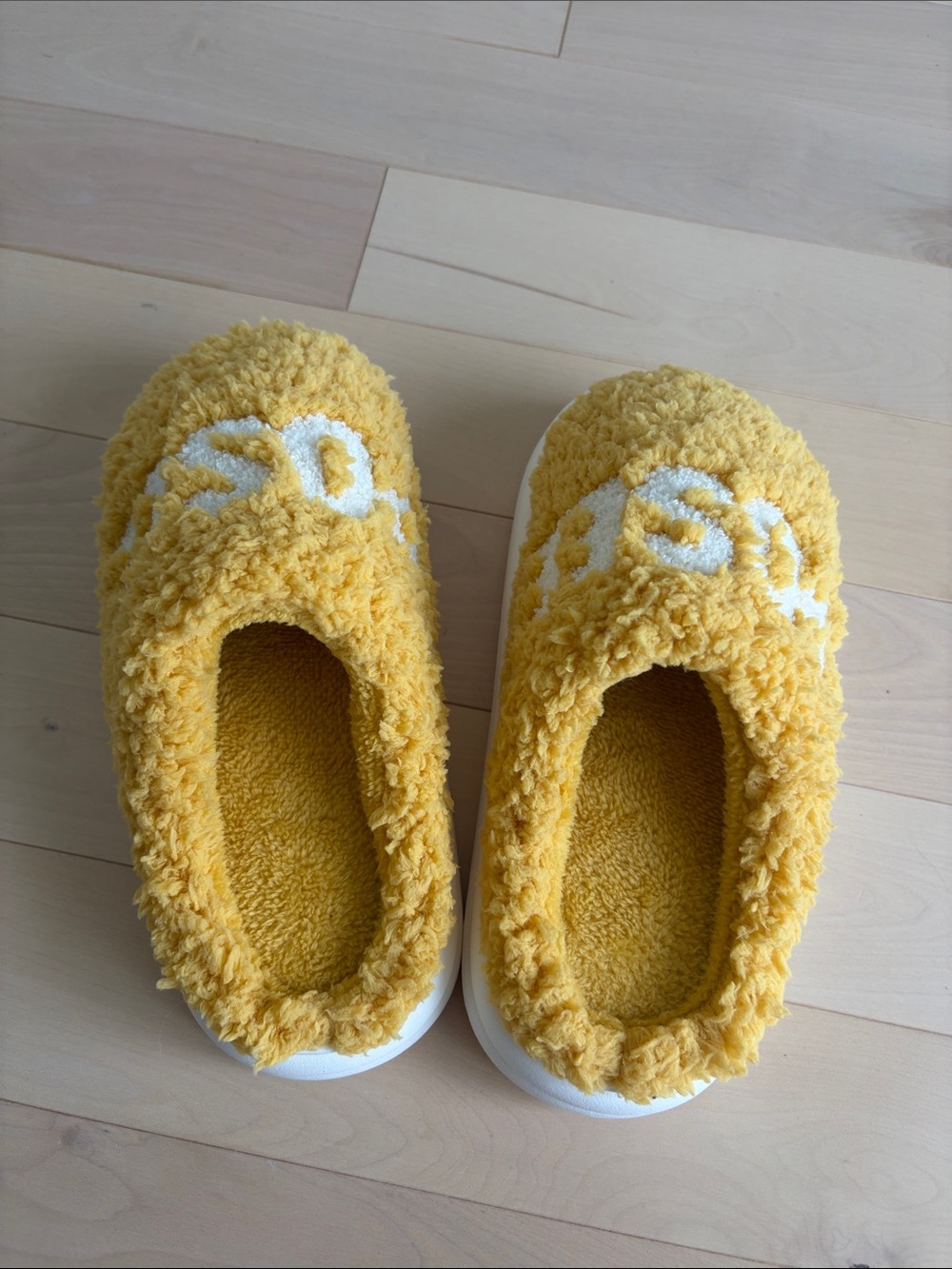 Yellow Fuzzy Slip-On Shoes